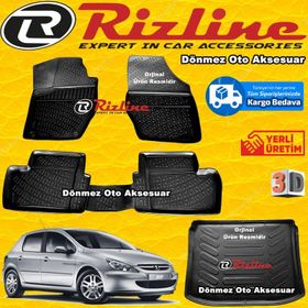 Rizline Peugeot 307 3D Havuzlu Paspas