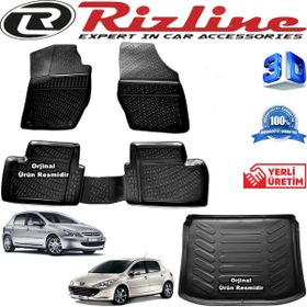 Rizline Peugeot 307 3D Paspas + 3D Bagaj Havuzu HB 2001-2008 Arası Siyah Set