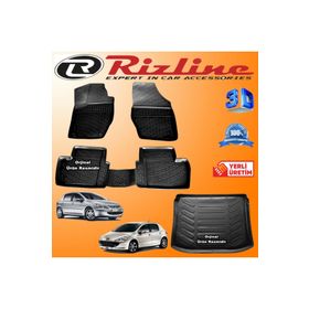 Rizline Peugeot 307 3D Paspas + 3D Bagaj Havuzu HB 2001-2008 Arası Siyah Set