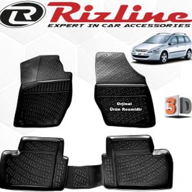 Rizline Peugeot 307 STW 2001 - 2008 Arası Siyah 4 Parça Set 3D Havuzlu Paspas