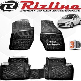 Rizline Peugeot 308 HB 2007 - 2014 Arası Siyah 4 Parça Set 3D Havuzlu Paspas