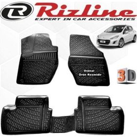 Rizline Peugeot 308 HB 2007 - 2014 Arası Siyah 4 Parça Set 3D Havuzlu Paspas