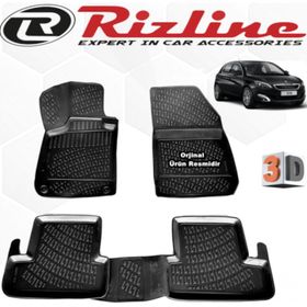 Rizline Peugeot 308 HB 2014 - 2020 Arası Siyah 3D Havuzlu Paspas