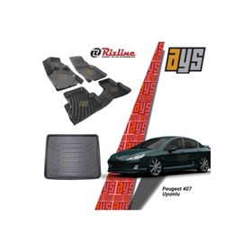 Rizline Peugeot 407 Sedan 3D Havuzlu Paspas ve Bagaj Havuzu
