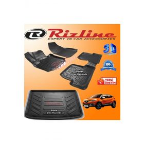 Rizline Renault Captur 3D Paspas + 3D Bagaj Havuzu 2013 - 2018 Arası Siyah Set