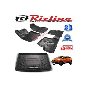 Rizline Renault Captur 3D Paspas + 3D Bagaj Havuzu 2013 - 2018 Arası Siyah Set
