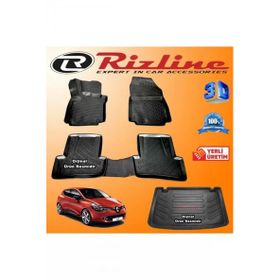 Rizline Renault Clio 4 3D Paspas + 3D Bagaj Havuzu HB 2012-2019 Arası Siyah Set