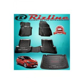 Rizline Renault Clio 4 Siyah HB 2012-2019 Arası 3D Paspas + Bagaj Havuzu