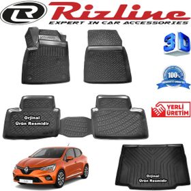 Rizline Renault Clio 5 HB 3D Paspas + 3D Bagaj Havuzu 2020 Sonrası Siyah Set