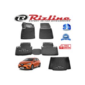 Rizline Renault Clio 5 HB 3D Paspas + 3D Bagaj Havuzu 2020 Sonrası Siyah Set