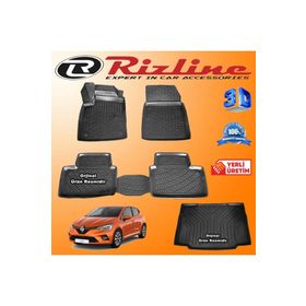 Rizline Renault Clio 5 HB 3D Paspas + 3D Bagaj Havuzu 2020 Sonrası Siyah Set