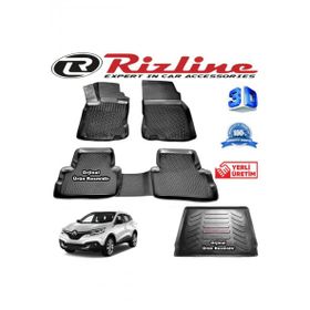 Rizline Renault Kadjar 3D Paspas + 3D Bagaj Havuzu 2015-2020 Arası Siyah Set
