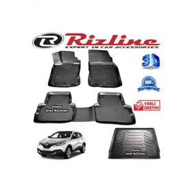 Rizline Renault Kadjar 3D Paspas + 3D Bagaj Havuzu 2015-2020 Arası Siyah Set
