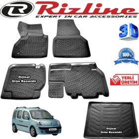 Rizline Renault Kangoo 2 3D Paspas + 3D Bagaj Havuzu 2008-2014 Arası Siyah Set
