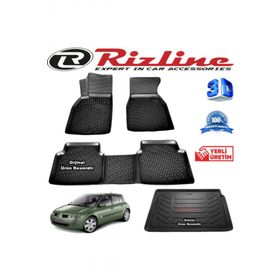 Rizline Renault Megane 2 3D Paspas + 3D Bagaj Havuzu HB 2004-2010 Arası Siyah Set