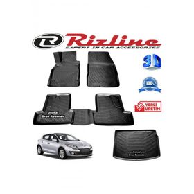 Rizline Renault Megane 3 3D Paspas + 3D Bagaj Havuzu HB 2009-2016 Arası Siyah Set