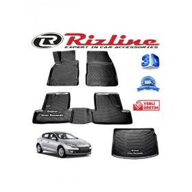 Rizline Renault Megane 3 3D Paspas + 3D Bagaj Havuzu HB 2009-2016 Arası Siyah Set