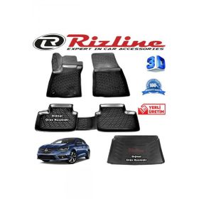 Rizline Renault Megane 4 3D Paspas + 3D Bagaj Havuzu HB 2016 Sonrası Siyah Set