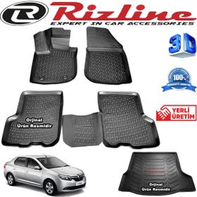 Rizline Renault Symbol 3D Paspas + 3D Bagaj Havuzu 2013-2020 Arası Siyah Set
