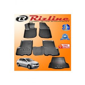 Rizline Renault Symbol 3D Paspas + 3D Bagaj Havuzu 2013-2020 Arası Siyah Set