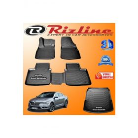 Rizline Renault Talisman 3D Paspas + 3D Bagaj Havuzu 2016-2020 Arası Siyah Set
