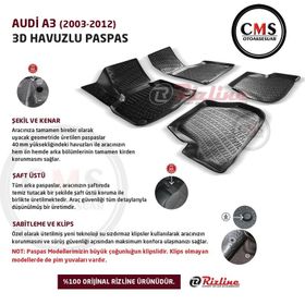 Rizline RZPAS251000 Audi A3 2003-2012 3D Havuzlu Paspas
