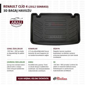 Rizline RZSET251051 Renault Clio 4 2012 Sonrası 3D Bagaj Havuzu