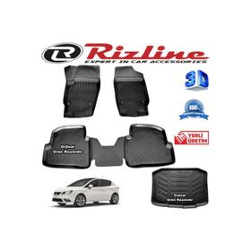 Rizline Seat Ibiza 3D Paspas + 3D Bagaj Havuzu HB 2009 - 2016 Arası Siyah Set