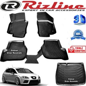 Rizline Seat Leon 3D Paspas + 3D Bagaj Havuzu HB 2006-2012 Arası Siyah Set