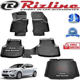 Rizline Seat Leon 3D Paspas + 3D Bagaj Havuzu HB 2013-2020 Arası Siyah Set