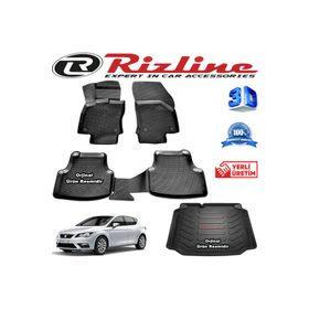 Rizline Seat Leon 3D Paspas + 3D Bagaj Havuzu HB 2013-2020 Arası Siyah Set