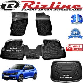 Rizline Skoda Fabia 3D Paspas + 3D Bagaj Havuzu HB 2014-2020 Arası Siyah Set