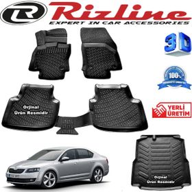 Rizline Skoda Octavia 3D Paspas + 3D Bagaj Havuzu 2013-2020 Arası Siyah Set