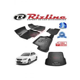 Rizline Skoda Octavia A5 3D Paspas + 3D Bagaj Havuzu 2005-2012 Arası Siyah Set