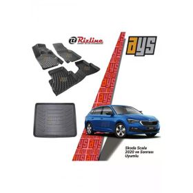 Rizline Skoda Scala 2020 Araca Özel Üretim Siyah 3D Havuzlu Paspas ve Bagaj Havuzu