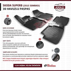 Rizline Skoda Süper B 2015+ 3D Havuzlu Paspas