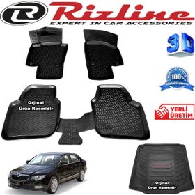 Rizline Skoda Super B 3D Paspas + 3D Bagaj Havuzu 2008-2012 Arası Siyah Set
