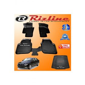 Rizline Skoda Super B 3D Paspas + 3D Bagaj Havuzu 2008-2012 Arası Siyah Set