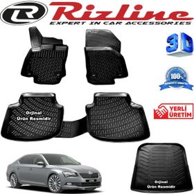 Rizline Skoda Super B 3D Paspas + 3D Bagaj Havuzu 2015-2020 Arası Siyah Set