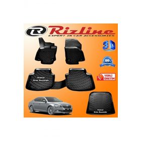 Rizline Skoda Super B 3D Paspas + 3D Bagaj Havuzu 2015-2020 Arası Siyah Set