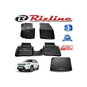 Rizline Suzuki Vitara 3D Paspas + 3D Bagaj Havuzu 2015 - 2020 Arası Siyah Set