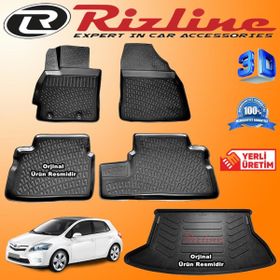 Rizline Toyota Auris 3D Paspas + 3D Bagaj Havuzu HB 2007-2012 Arası Siyah Set