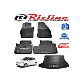 Rizline Toyota Auris 3D Paspas + 3D Bagaj Havuzu HB 2007-2012 Arası Siyah Set