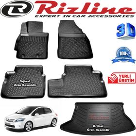 Rizline Toyota Auris 3D Paspas + 3D Bagaj Havuzu HB 2007-2012 Arası Siyah Set