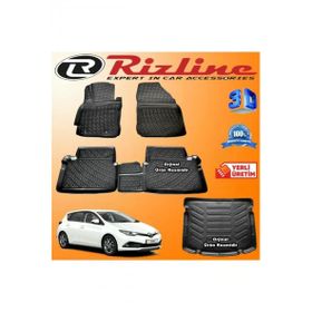 Rizline Toyota Auris 3D Paspas + 3D Bagaj Havuzu HB 2013-2020 Arası Siyah Set