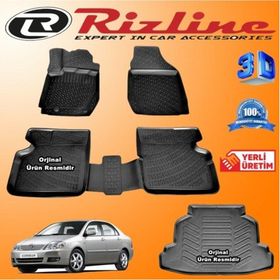 Rizline Toyota Corolla 3D Paspas + 3D Bagaj Havuzu Sedan 2001-2006 Arası Siyah Set