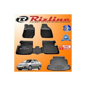 Rizline Toyota Corolla 3D Paspas + 3D Bagaj Havuzu Sedan 2001-2006 Arası Siyah Set