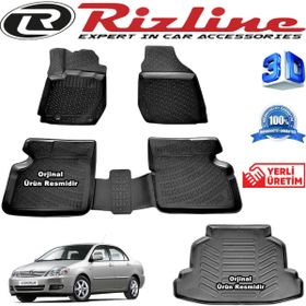 Rizline Toyota Corolla 3D Paspas + 3D Bagaj Havuzu Sedan 2001-2006 Arası Siyah Set