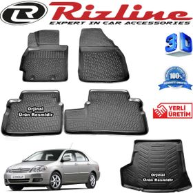 Rizline Toyota Corolla 3D Paspas + 3D Bagaj Havuzu Sedan 2007-2013 Arası Siyah Set