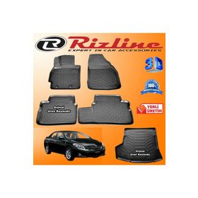 Rizline Toyota Corolla 3D Paspas + 3D Bagaj Havuzu Sedan 2007-2013 Arası Siyah Set